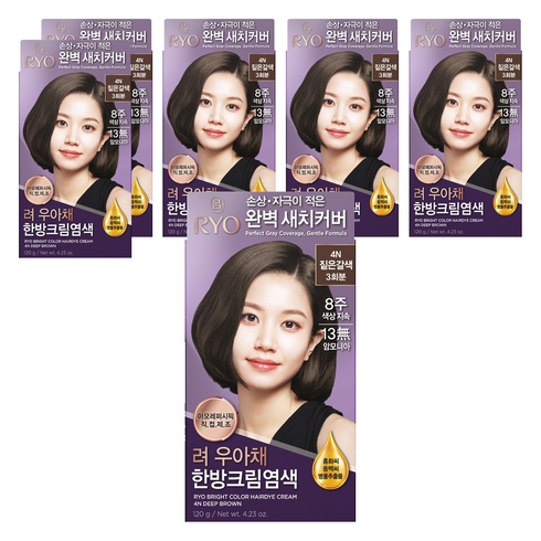 려 우아채 멋내기 새치크림, 4N짙은갈색, 6개