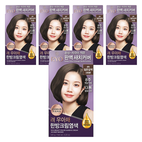 려 우아채 멋내기 새치크림, 4N짙은갈색, 5개
