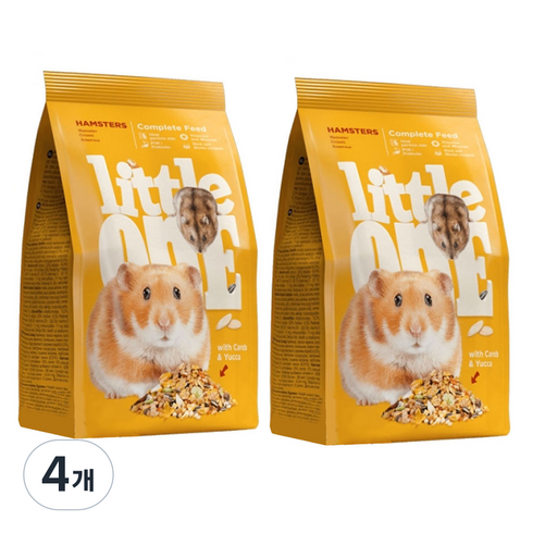 LittleOne 푸드 햄스터 사료, 4개, 900g