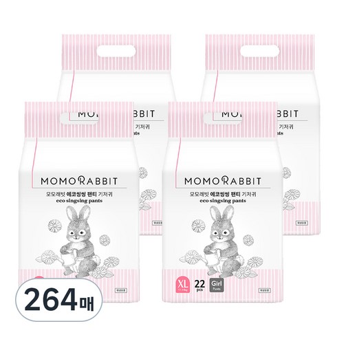 모모래빗 에코씽씽 오리지널 팬티기저귀 여아용, 특대형(XL), 264매