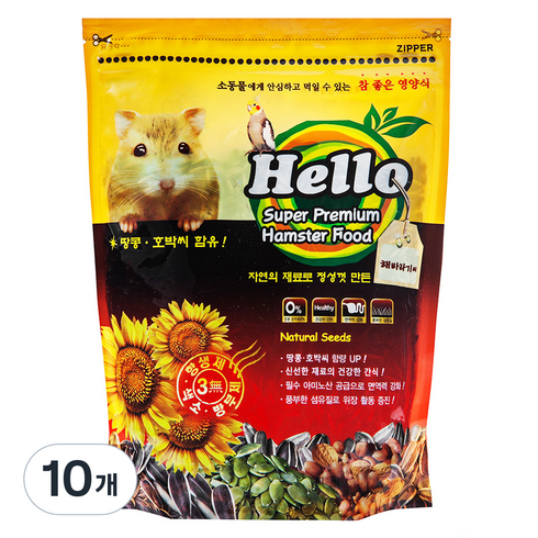 아쿠아플러스 Hello 프리미엄 해바라기씨 햄스터 사료, 800g, 10개