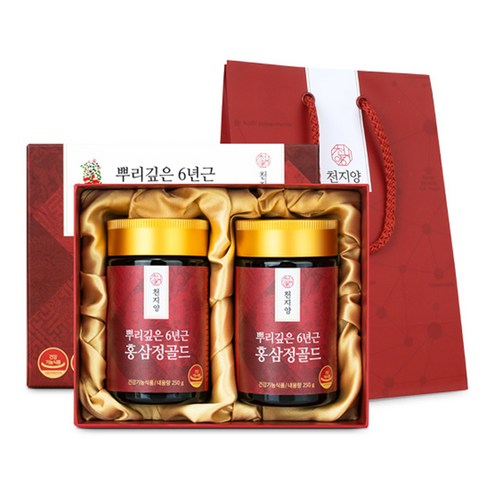 천지양 뿌리깊은 6년근 홍삼정골드 + 쇼핑백, 500g, 1세트