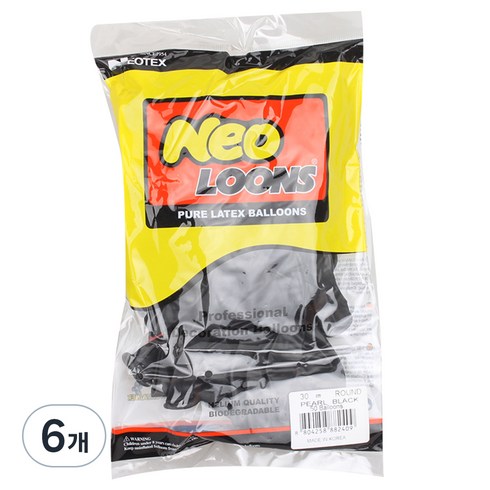 네오룬스 30cm 라운드풍선 50p, 펄 블랙, 6개