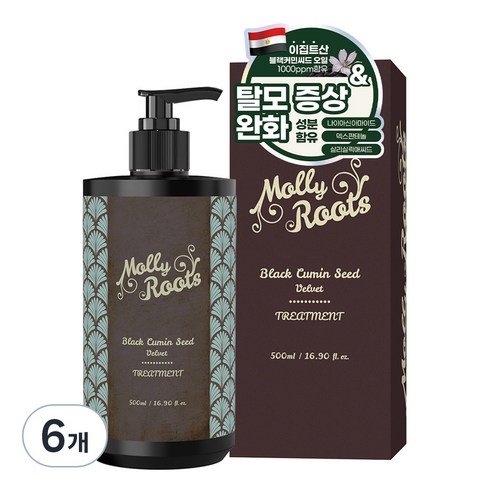 몰리루트 블랙커민씨드 벨벳 기능성헤어트리트먼트, 6개, 500ml