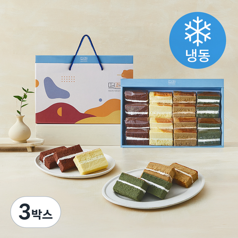 떡편 쌀케익 초코 35g x 4p + 고구마 35g x 4p + 커피 30g x 4p + 콩고물 쑥 30g x 4p 선물세트 (냉동), 3박스