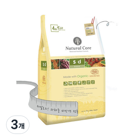 네츄럴코어 강아지 에코4 다이어트 사료, 오리, 6kg, 3개