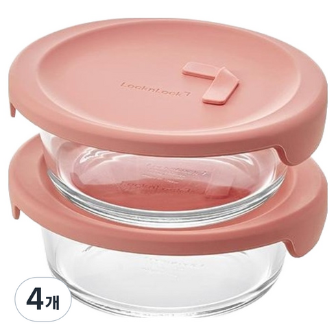 락앤락 바로한끼 내열유리 국용기 라이트핑크, 4개, 600ml