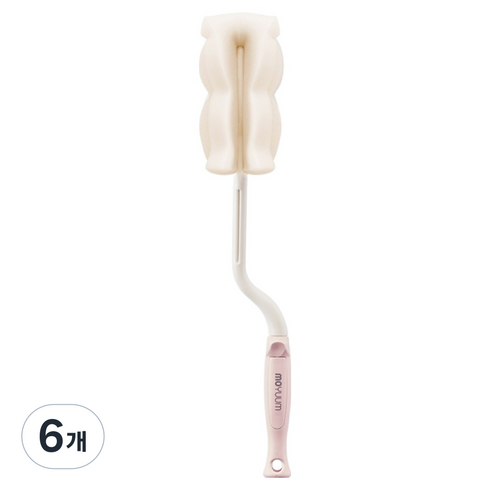 모윰 듀얼 스펀지 젖병 브러쉬, 피치 핑크, 6개