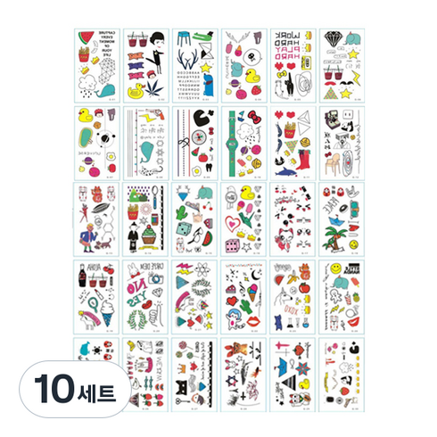 시나몬걸 컬러 타투스티커 30종 세트, J-컬러풀, 10세트