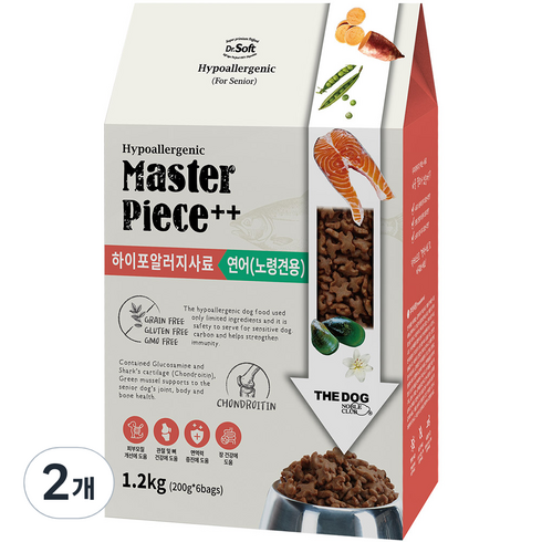 더독 노령견용 닥터소프트 명작 하이퍼 습식 사료, 연어, 1.2kg, 2개