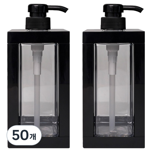 인블룸 깔끔한 주방세제 사각 디스펜서 일반형 750ml, 블랙, 50개