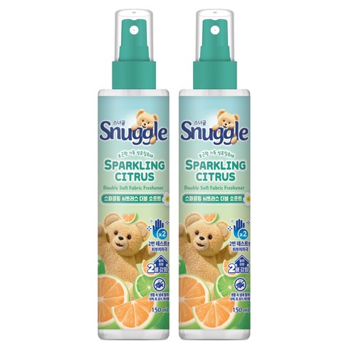 스너글 포근한 섬유탈취제 스파클링 시트러스 본품, 150ml, 2개