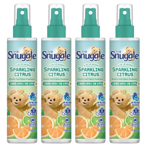 스너글 스파클링 시트러스 더블 소프트 섬유탈취제 본품, 150ml, 4개
