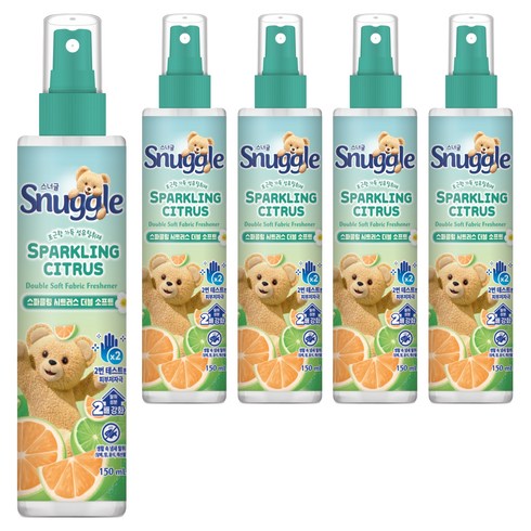 스너글 스파클링 시트러스 더블 소프트 섬유탈취제 본품, 150ml, 5개
