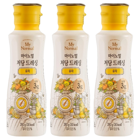 마이노멀 저당 저칼로리 드레싱 유자, 280g, 3개
