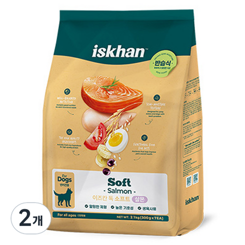 이즈칸 독 소프트 살몬 리뉴얼, 연어, 2.1kg, 2개