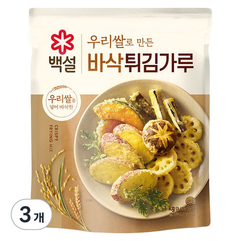 백설 우리쌀 바삭 튀김가루, 1kg, 3개