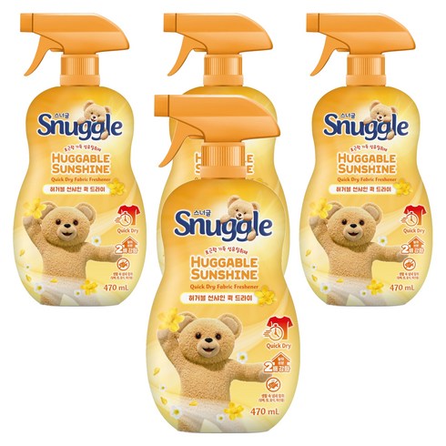 스너글 허거블 선샤인 퀵 드라이 섬유탈취제 본품, 470ml, 4개
