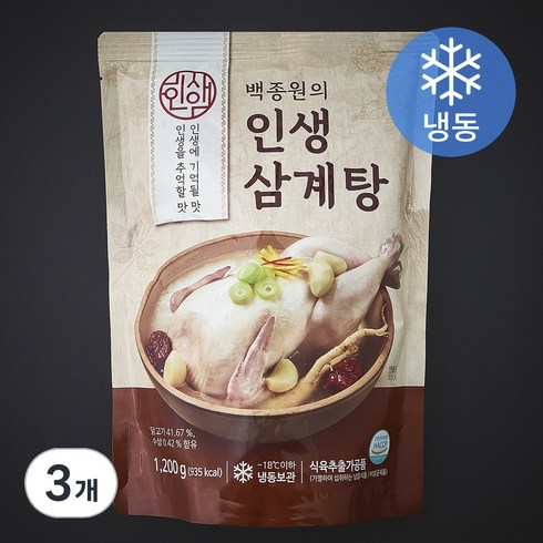 백종원 인생 삼계탕 (냉동), 1.2kg, 3개