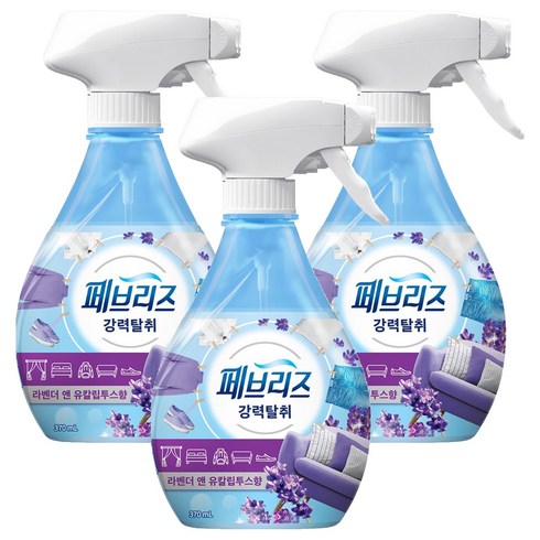 페브리즈 강력 섬유탈취제 라벤더 앤 유칼립투스향 본품, 370ml, 3개