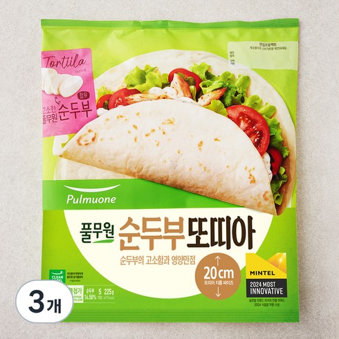 풀무원 순두부 또띠아 지름 20cm 5입, 225g, 3개