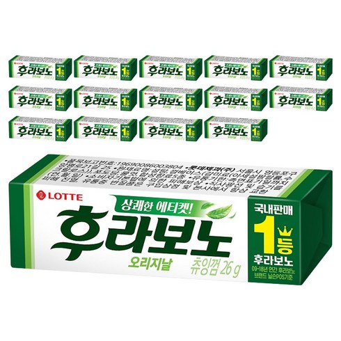 롯데웰푸드 후라보노 오리지날 츄잉껌 9p, 26g, 15개