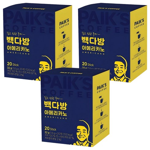 빽다방 아메리카노 스틱커피, 1.6g, 20개입, 3개