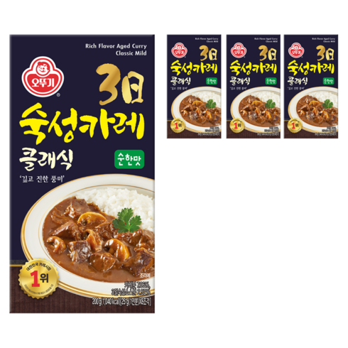 오뚜기 3일 숙성카레 클래식 고형 순한맛, 200g, 4개