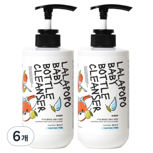케이맘 랄라포포 젖병식기세정제 액상형 쿨라임향, 500ml, 6개