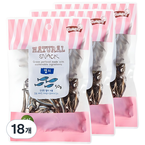 굿데이 네츄럴 스낵 고양이 간식, 멸치, 50g, 18개