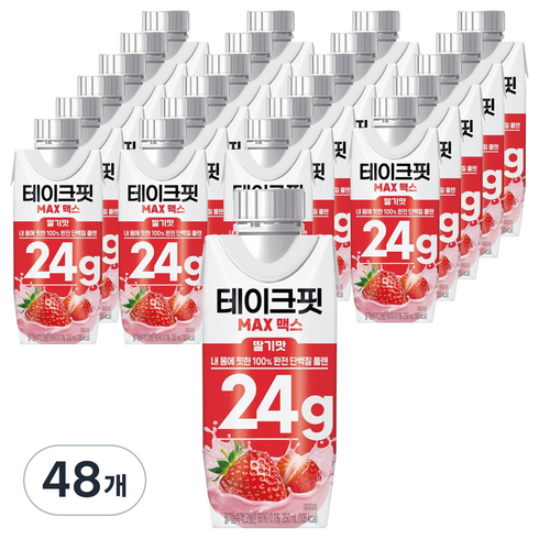 테이크핏 내 몸에 핏한 단백질 플랜 맥스 딸기맛, 48개, 250ml
