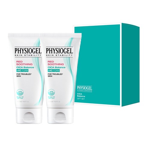피지오겔 레드 수딩 시카밸런스 플러스 에이씨 클렌징 폼 더블 기획 세트, 120ml, 1세트