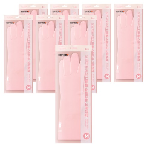 브릭글로 안찢어지는 니트릴 고무장갑, 베이비핑크, 중(M), 8세트