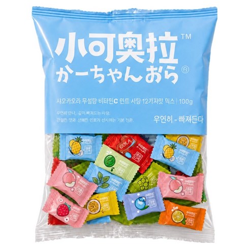 샤오커오라 민트향 비타민C 과일 12종 믹스 무설탕 사탕 캔디, 100g, 1개
