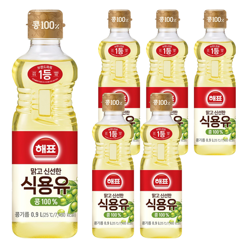 해표 콩기름 식용유, 900ml, 6개