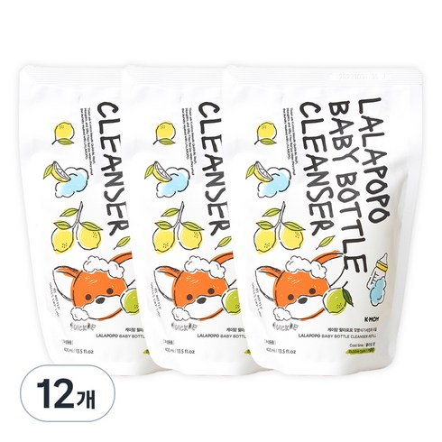 케이맘 랄라포포 유아용 젖병식기세정제 거품형 리필 쿨라임향, 400ml, 12개