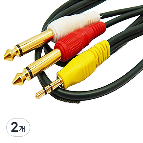 해밀전자 고급형 오디오 케이블 3m, 3.5ST-2모노5.5, 혼합색상, 2개