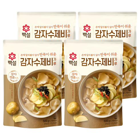 백설 감자수제비 가루, 500g, 4개