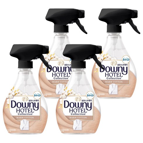 다우니 호텔 컬렉션 섬유스프레이 웜코튼향 본품, 4개, 370ml