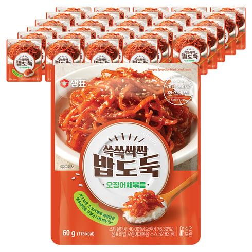 샘표 쓱쓱싹싹 밥도둑 오징어채볶음, 60g, 40개