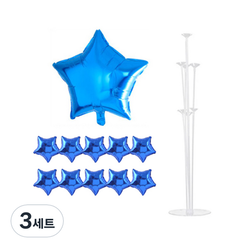 파티쇼 풍선꽂이장식세트 70cm, 별블루, 3세트