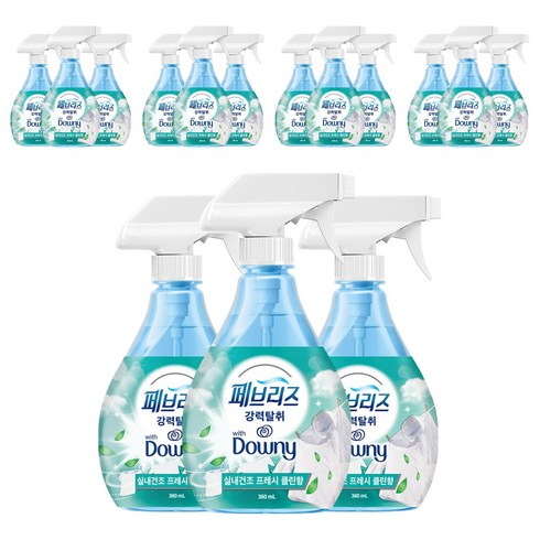 페브리즈 섬유탈취제 다우니 실내건조 프레시클린향 본품, 360ml, 15개