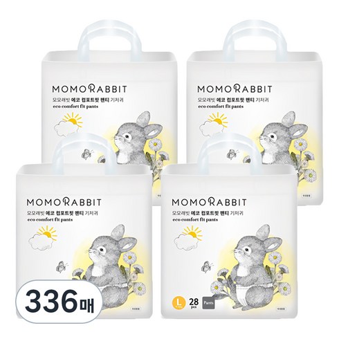 모모래빗 에코 컴포트핏 팬티형 기저귀 유아용, 대형(L), 336매