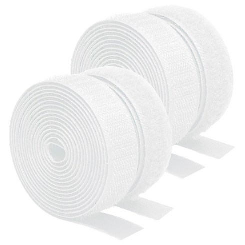 쿠말 접착 초강력 벨크로 테이프 갈고리면 20mm x 10m + 부착면 20mm x 10m 세트, 화이트, 2세트