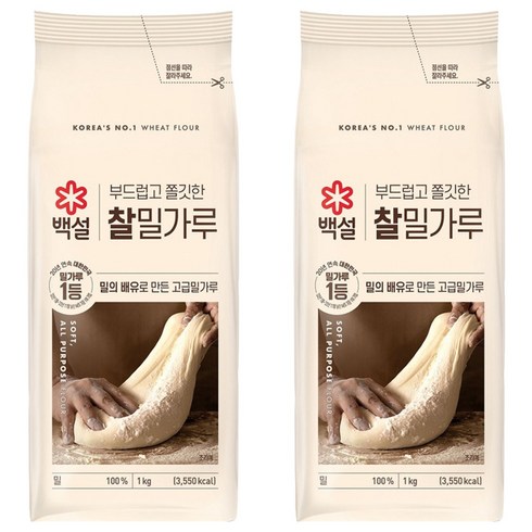 백설 찰밀가루, 1kg, 2개