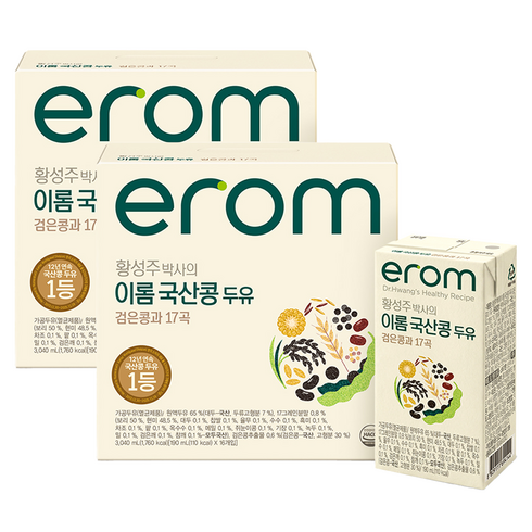 이롬 황성주 박사의 국산콩 두유 검은콩과 17곡, 190ml, 32개