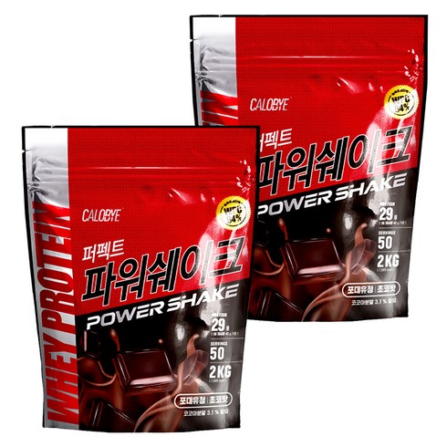 칼로바이 퍼펙트파워쉐이크 포대유청 WPC 초코맛 단백질보충제 프로틴, 2kg, 2개