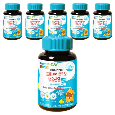 뉴트리디데이 베이비앤키즈 프로바이오틱스 생유산균 아연 60g, 60정, 6개