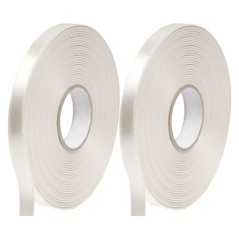 포포팬시 뭉구 프리미엄 유광 단면 공단 리본 10mm, 04 아이보리, 2개, 45m