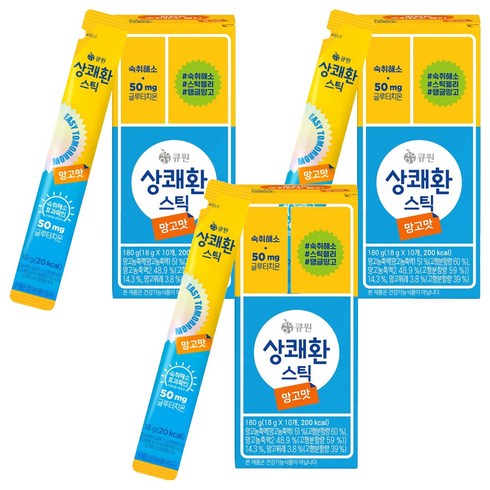 큐원 상쾌환 스틱 망고맛, 180g, 3개